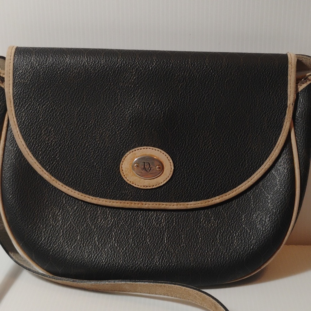 Dior Vintage Honeycomb Coated Canvas Leather Bag With Shoulder Strap - Picture 2 of 12